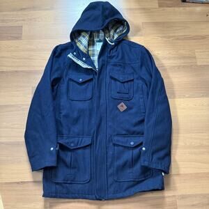 Men's Burton Navy Blue Wool Match Heavyweight Parka Snowboarding Jacket Sz Large